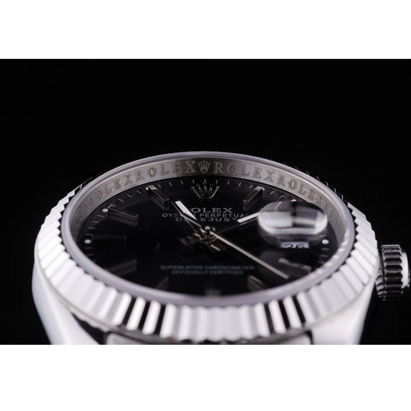 Best AAA Replica Sites Black Diamonds Datejust Ribbed Dial 7456 Rolex Bezel 0803
